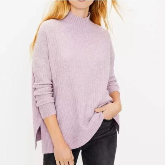 LOFT Turtleneck Oversized Poncho Sweater Pink Size S - Picture 1 of 9